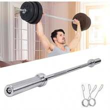 Straight Weights Bar 4ft Barbell Standard Barbells With Spring Clips Strength Training Bars Home Gym Weight Lifting Bar - as pic - View 1