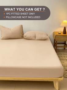 1pc Waterproof, Bedding, Fitted Sheet, Solid Color Mattress Cover, Made Of Modern And Minimalist Fabric, Deep Pocket, Only, Without Pillowcase, Dustproof Non-Slip, For All Season, For Twin, Full, King, Queen Size, Home Textile, Bedding Gifts, For Bedroom, Dormitory, Guest Room, Hotel, Machine Washable