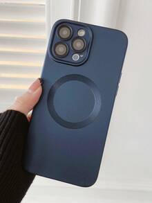Navy Blue Metal Painted Magnetic Phone Case (With Magnetic Function, Electroplated Metal Paint Exterior, Metal Texture, Scratch Resistant) - Dark Blue - View 5