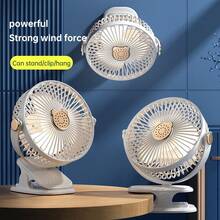 Desktop Clip Fan, Home Multi-Function 5-Speed Adjustable Upright Electric Fan With 3-Level Night Light, Rechargeable Battery 300mAh, Can Be Hung On Wall Or Placed On Desk - Wall Mounted Desktop Fan With Night Light - View 4