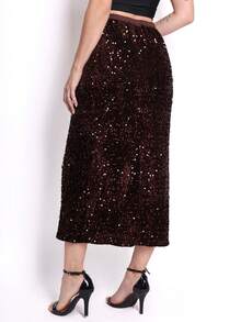 2025BR NEW Sequined Skirt - Burgundy - View 4