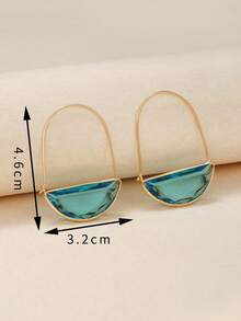 1 Pair Copper Inlaid Glass Earrings, Minimalist & Practical Multi-Function - Blue - View 5