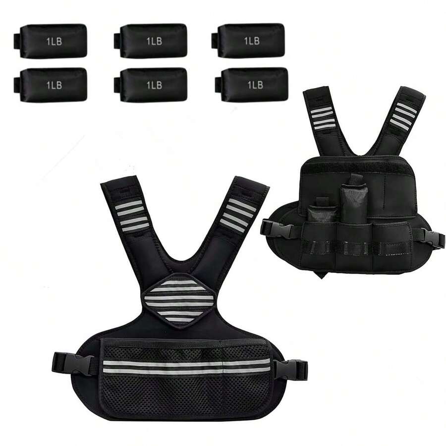 Huisuilinss Adjustable Weighted Vest,4-10lb/6-20lb Vest With Ironsand Weights And Large Pocket, Weight Vest For Men And Women Strength Training, Running, Fitness, Walking - Black - View 1