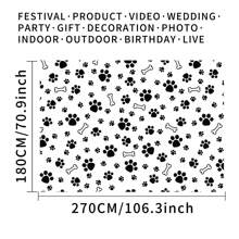 1pc Black White Bone Dog Cat Paws Photography Backdrops 59.1*39.4/82.7*59.1/106.3*70.9 Inches Party Banner Wedding Birthday Photo Background Indoor Outdoor Newborn Shower Decoration Supplies