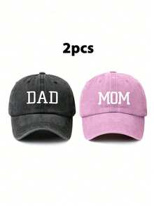 2pcs Unisex DAD+MOM Custom Printed Vintage Baseball Cap, Fashionable Dad & Mom Hat For Men & Women, Adjustable Cap Size, Suitable For Outdoor & Daily Wear, Ideal Gift For Festivals & Truck Drivers - Custom Text - View 10