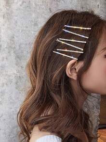 Assorted Fashion Simple Versatile Rhinestone Hair Clips, For Daily Use Claw Clips Hair Claws Hair Barrettes, School Stuff, Looks Of Party, Hair Accessories - Silver - View 12