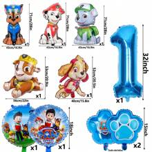 Paw Patrol Latex Balloon Foil Number Balloons Birthday Party Decorations, Happy Birthday Balloon Combination Perfect For Birthday Adult Gift Party Wall Decorative Balloon Set