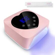 Lámpara de uñas UV LED inalámbrica con 2 limas, doble fuente de luz UV/LED, recordatorio inteligente de bajo consumo, 5 temporizadores, control táctil y sensor automático, secado rápido (rosa)