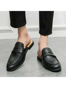 New Men Sandals Minimalist Solid Color, Cooling Comfortable Breathable Anti-Slip Casual Beach Camping Party Versatile Shoes - Black - View 2