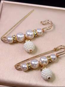 6/8/12pcs/Set Faux Pearl Safety Pins Set, Waist Clips For Pants, Shirts & Dress To Prevent Exposure
