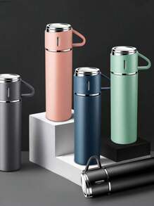 1 pièce Set de Bouteille, Corps de Tasse en Acier Inoxydable, Thé Café Lait Boisson Conservation de Chaleur et de Froid, Matériau Extérieur Givré Confortable, Multi-Tasse Set avec Boîte Cadeau, Le Meilleur Choix pour Profiter de Boissons Chaudes n'Importe Quand et Partout, 1 Tasse avec 3 Couvercles, Cadeau Essentiel à Envoyer à la Famille ou aux Amis, Équipement Scolaire Cadeau de Remise des Diplômes, Tasse d'Eau de Sport Extérieur