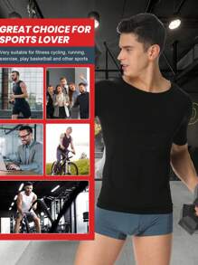 Men Slimming Body Chest Ultra Lift Shaper Compression Undershirt Belly Tank Tops Short Sleeves Muscle Shirts Underwear Training Sports Gym Workout Fitness