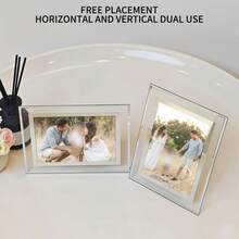 1pc Glass Display Picture Frame, Mirror Frame For Home Decor, 8 Inch Or 10 Inch, Can Be Placed Horizontally Or Vertically, Desktop Decoration For Office, Mother's Day Decor, Suitable For Room Decor, Frames, Holiday Decorations - Multicolor - View 2