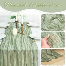 1/5 tấm khăn trải bàn trơn màu 90*180cm, khăn trải bàn trang trí tối giản bằng polyester, phù hợp cho bàn ăn. - xanh nhạt - Xem 4