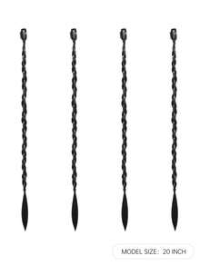 2 PCS Braid Hair Extensions, Clip In Hair Extensions Black Baby Braids Front Side Bang Curtain Bang Long Braided Hair Piece Natural Soft Synthetic Hair Sleek Looking Hair Extensions For Women Perfect For Halloween Music Festival Costumes And Daily Wear 20 Inch - Multicolor - View 2
