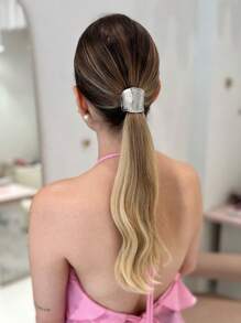 2pcs/1pc Metal Geometric Elastic Headband, Charming And Dark Style, Luxury Women Ponytail Holder, Ponytail Headband Headband, Metal Headband, Modern Ponytail Set, Gold Minimalist Hairpin, Hair Accessories, Wedding Headband, Gift For Her, Suitable For Women, Long Hair Men Can Also Look Elegant And Noble,Suit For Makeup,Travel,Workout,Gym,Swiming