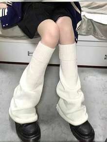 Calentadores de pierna con volantes de encaje multicapa, calentadores de muslo de punto de cable, calcetines Lolita negros y blancos para mujer