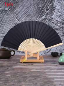 1pc/6pcs/ 7 Inch Folding Fan Black; White; Red Paper Fan Blank Folding Fan Plain Bamboo Blank Plain Paper Summer Cooling,Beach,Travel