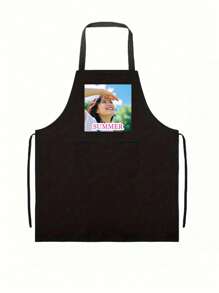 1pc Personalized Custom Chef Black Apron,Image Customization,Text Customization,Family Apron,Baking Apron,Housewife Apron,Hairdresser Beauty Salon Cosmetologist Cosmetology School Barber Gift Custom,Unique,Personalized Ideal Gift