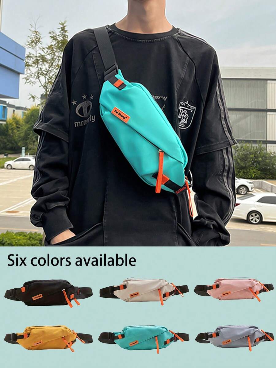 Sac de poitrine multifonctionnel, sac banane sport casual pour homme, sac à bandoulière grande capacité pour étudiant, sac de rangement pour accessoires de course, sac banane, vacances - Multicolore - Voir 1