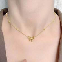 1pc Fashionable Versatile Simple Gold Metal Chain Butterfly Pendant Necklace, Suitable For Women Daily Wear, Party, Date, Valentine's Day, Holiday Gift - Multicolor - View 4