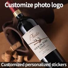 Customized Wine Label Stickers, Personalized Wine Bottle Labels, Custom Printed Non-Adhesive Labels For Food, Beverages, Commercials, Unique Gifts For Christmas, Valentine's Day, Thanksgiving, Beer Festival - Customized Red Wine Label Stickers - View 6