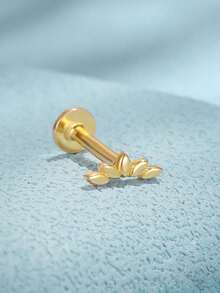 1PC 925 Sterling Silver Triangular Earrings With Ins Style All-Match Diamond-Encrusted Ball Ball Small Ear Bone Stud Ladies Jewelry Suitable For Girls Gifts - Gold - View 4