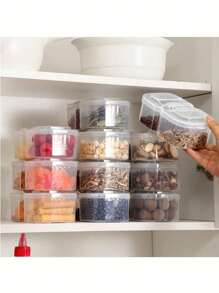 1pc Double-Grid Food Storage Box, Minimalist Clear Storage Box For Kitchen,Kitchen,Summer Beach Party,Food,Camping,Organizer,Room Decor,Kitchen Items."
