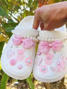 18 sztuk zawieszek DIY ozdoba sandałowa, zawiera łańcuszek ze sztucznych pereł, satynową kokardę, kolorowe klipsy niedźwiedzia - wspaniały prezent świąteczny