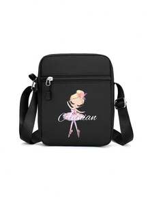 Personaliza tu propia bolsa, un sencillo y elegante bolso de mensajero de unicolor, un pequeño bolso de mensajero cuadrado con cierre de cremallera de lona negra, que se puede personalizar con tu propio nombre, letras de la suerte, números, palabras, etc. Es adecuado para el transporte diario al trabajo y el trabajo de negocios, y es apropiado tanto para hombres como para mujeres. Bolsos de señora - Negro - Ver 16