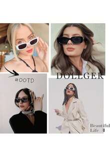 Óculos de sol retangulares femininos masculinos fashion vintage elegantes óculos de sol proteção UV 400 armação quadrada - Branco - Visão 3