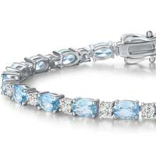 Aquamarine Crystal Delight Bracelet - 925 Silver, Simple, Delicate, Elegant, Hypoallergenic, Anti-Allergic, Perfect For Anniversary, Birthday Gifts, Exquisite Packaging