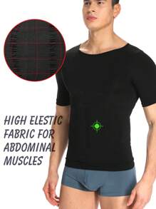 Men Slimming Body Chest Ultra Lift Shaper Compression Undershirt Belly Tank Tops Short Sleeves Muscle Shirts Underwear Training Sports Gym Workout Fitness