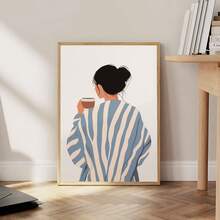 1PC, Canvas Hanging Picture, Framed, Easy To Hang, Wall Arts, Posters, Modern, Contemporary Stripe Wall Art, Abstract Feminine Decor, Morning Coffee Prints, Stripe Prints, Minimalist Portrait Posters, Eclectic Fine Art, Home Decor, Room Decor, Dining Room, Kitchen, Bathroom, Dormitory Decor - Multicolor - View 11