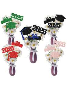 6pcs 2025 Graduation Party Decoration Flower Vase Inserts, Class Of 2025 Congrats Grad Graduation Party Decor, DIY Flower Vase Inserts And Cake Card Inserts Decorative, Graduation Party Favor, Graduation Season Vase Decoration, Home Decor, Table Decorations, Photography Props Background Decoration, Graduation Gifts - 6pcs - View 1