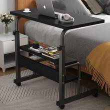 Escritorio Minimalista Ajustable, Mesa Auxiliar con Ruedas Adecuado como Mesa para Cama - Negro - Ver 2