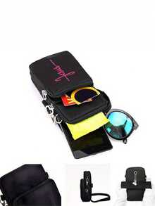 Fashion "Jesus" Print Crossbody Bag, Outdoor Sports Mini Phone Pouch Wallet With Earphone Hole, Phone Bag, Arm Bag, Coin Purse, Adjustable Strap, Multi-Zipper Vertical Wallet, Suitable For Daily Use, Sports, Travel, Running, Hiking, Cycling, Ideal Gift For Friends, Relatives, Family - Black - View 5