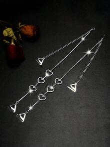 2 件/对可调节水晶心形胸罩肩带饰品，女士胸罩肩链配饰 - 彩色 - 查看 5