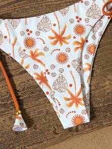 New European And American Style Solid Color Vacation Split Bikini, Fashionable Printed Metal Accessory Sexy Music Festival Nightclub Bikini - Brown - View 4