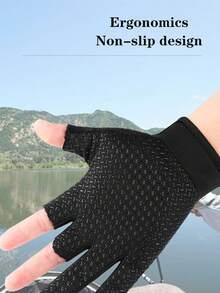 1 Pair Outdoor Sports Half Finger Gloves, Fishing Sunscreen Warm Breathable Anti-Slip Delivery Cycling Gloves - Multicolor - View 5