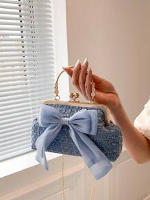New Sequin Chain Evening Clutch Bag, Women Fashion Celebrity Party Purse, Solid Color Crossbody Handbag
