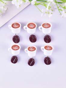 6pcs/10pcs 3D Coffee Cup & Coffee Beans Resin Jewelry Pendant, Earrings, Necklace Charms - Coffee Cup and Coffee Beans - View 2