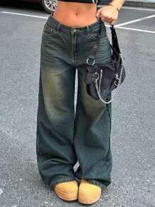 Plus Size Women's Loose-Fit Straight Boyfriend Jeans With Vintage Look