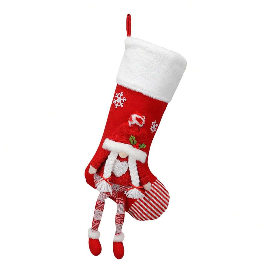 Spread Holiday Cheer With Our Large Christmas Stocking Hanging Gift Bags - Santa Edition - Red - View 1