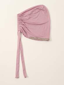 1pc Women's Solid Color Rhinestone Headband, Headscarf With Criss-Cross Front, Soft Modal Lining, Easy To Wear Hair Sleep Cap - Solid Color - View 22