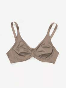 Parifairy Große Größen Damen Khaki nahtloser doppellagiger dünner Seide BH mit bequemen breiten Trägern, einfach & lässig für den täglichen Gebrauch, Lift - Khaki - Übersicht 9