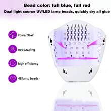 Lámpara UV recargable de 96 W con 2 limas de uñas, lámpara LED inalámbrica con asa portátil, lámpara UV de curado profesional para esmalte de uñas en gel, sensor infrarrojo automático y 4 temporizadores, batería de litio integrada de 15600 mAh, 3 horas de carga, 10 horas de uso.