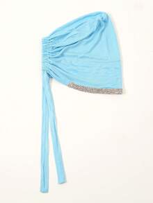 1pc Women's Solid Color Rhinestone Headband, Headscarf With Criss-Cross Front, Soft Modal Lining, Easy To Wear Hair Sleep Cap - Solid Color - View 34