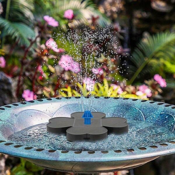 Solarbrunnen mit 8 Düsen Vierblättrige Kleeblattform Design für Vogeltränke Kleiner Teich Schwimmbad Fischtank