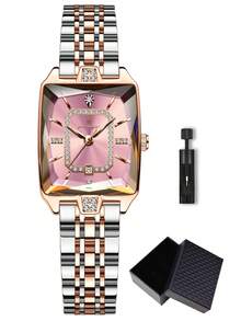 POEDAGAR 1pc Elegant Women's Rose Gold Stainless Steel Quartz Wrist Watch With Date Display, 30M Water Resistant, Luminous, Casual Fashion Ladies Watch, Comes With Gift Box, Suitable For Business Occasions, Women's Gift